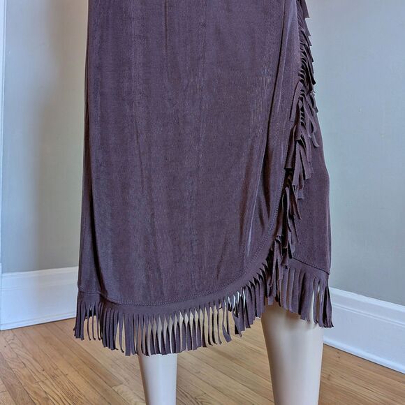 Vintage 90s Choices Fringe Midi Skirt, Western Boho Whimsigoth Fairy, Size MP - Picture 6 of 9
